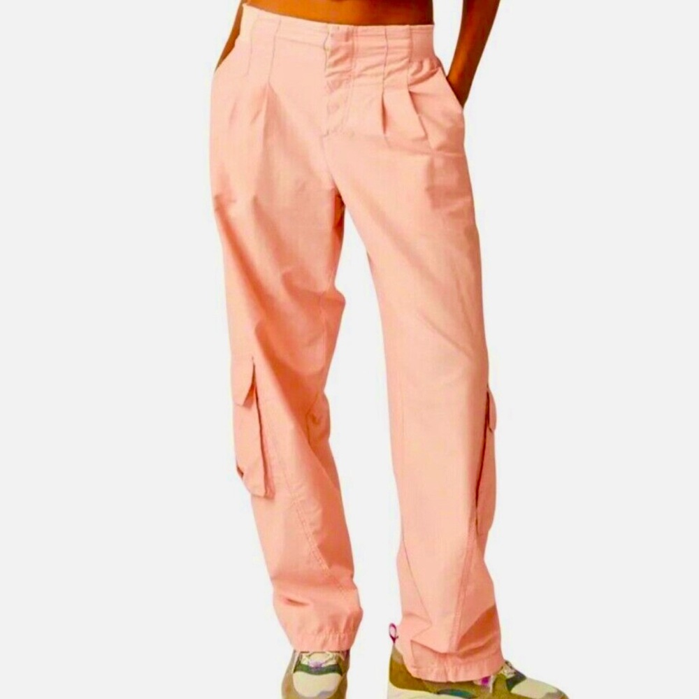FP Movement By Free People Mesmerize Me Coral/Peach Cargo Pants (Large)